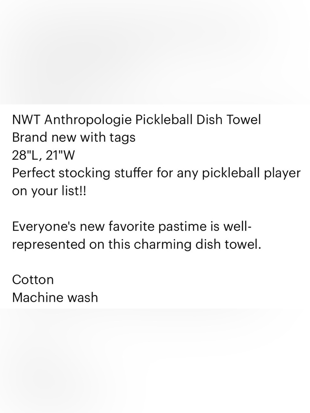 NWT Anthropologie Pickleball Dish Towel - Picture 3 of 5